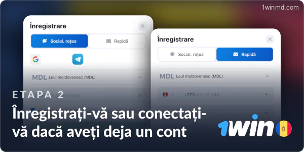 Înregistrați-vă sau conectați-vă la 1win Moldova