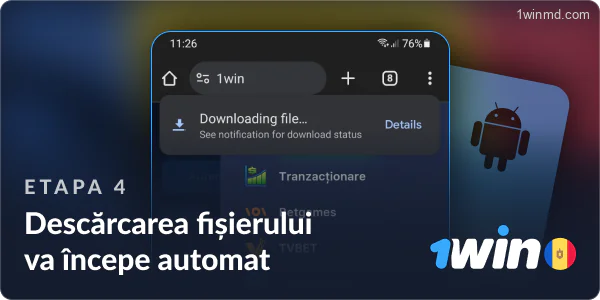 Descărcarea apk-ului 1win va începe automat