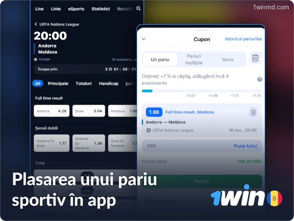 Instrucțiuni pentru pariurile mobile la 1win Moldova