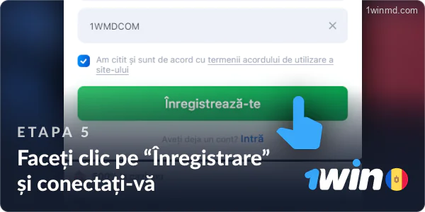 Faceți clic pe „Înregistrare” și conectați-vă la contul dvs. 1win