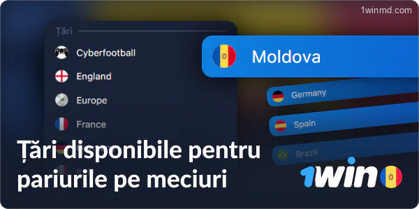 Țări disponibile pentru pariurile pe fotbal la 1win Moldova