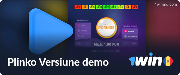 Versiunea demo a jocului Plinko la 1win Moldova