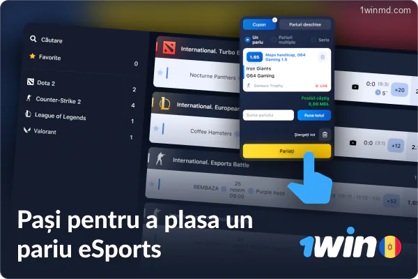 Etapele pariurilor eSport la 1win MD