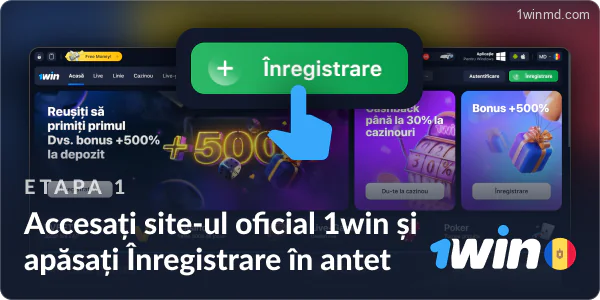 Accesați site-ul oficial 1win și faceți clic pe butonul Înregistrare