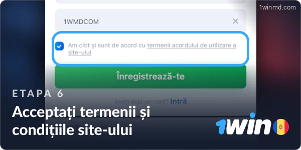 Acceptați termenii și condițiile și politica de confidențialitate 1win