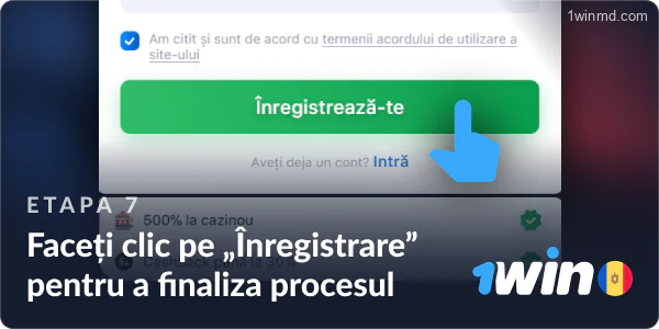 Faceți clic pe butonul „Înregistrare” pentru a finaliza procesul de înregistrare 1win