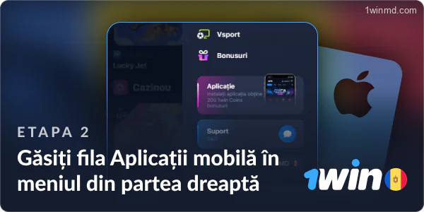 Găsiți fila „Aplicații mobile” în meniul 1win