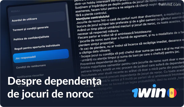 1win privind dependența de jocurile de noroc