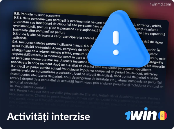 Activități care sunt interzise pe site-ul web 1win MD